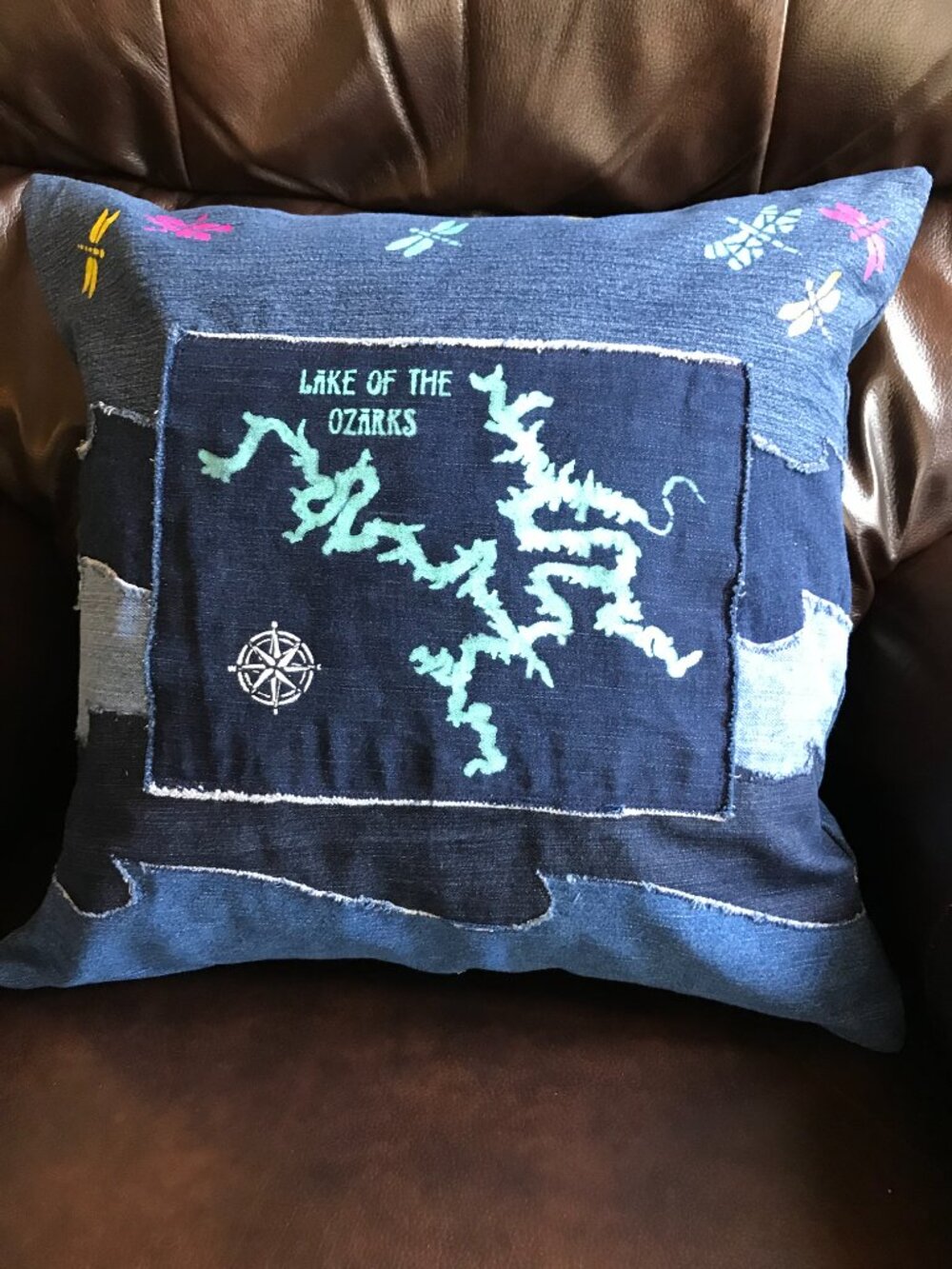 Lake of the Ozarks Pillow Cover 18 x 18 Summer House Cabin Decor Boating Fishing